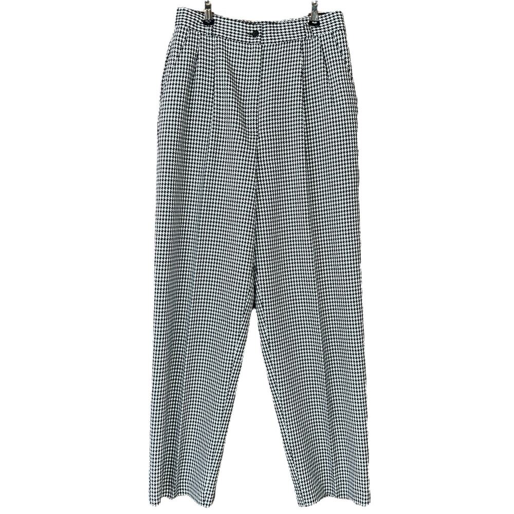Norton McNaughton Houndstooth Dress Pants Size 10 Black White Pleated Officewear